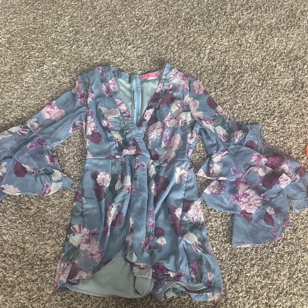 Floral Blue Romper